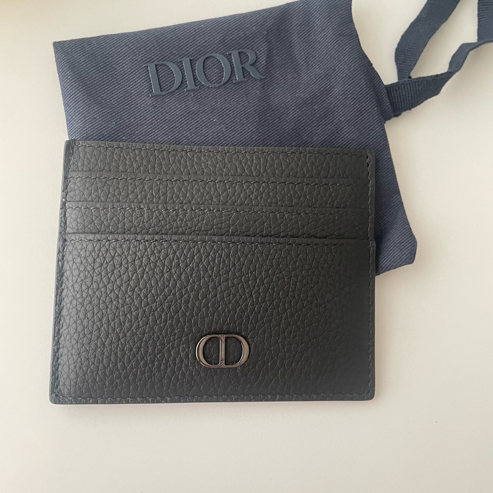 Authentic Dior Black Leather Card Holder Sleek Accessory